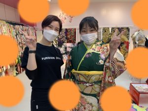 TAKAZEN　タカゼン　古典　緑　振袖　成人式　レンタル
