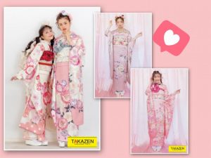TAKAZEN　タカゼン　ピンク　キュート　フリル　リボン　派手　キラキラ　振袖　成人式　レンタル