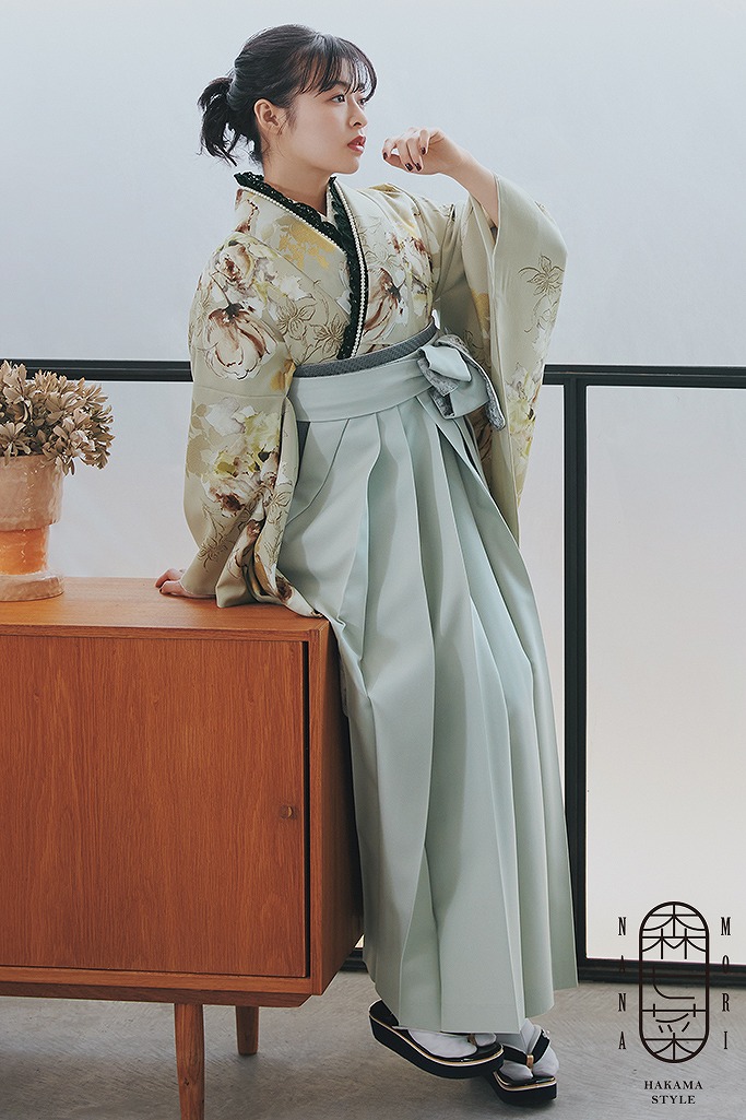 森七菜着用♥可愛い水彩画風くすみ袴(人気の淡色)　ベージュ　R23069【通販可】