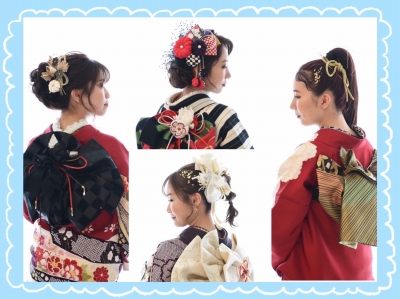 成人式ヘアアレンジ　振袖ヘアアレンジ　アップスタイル　前撮り