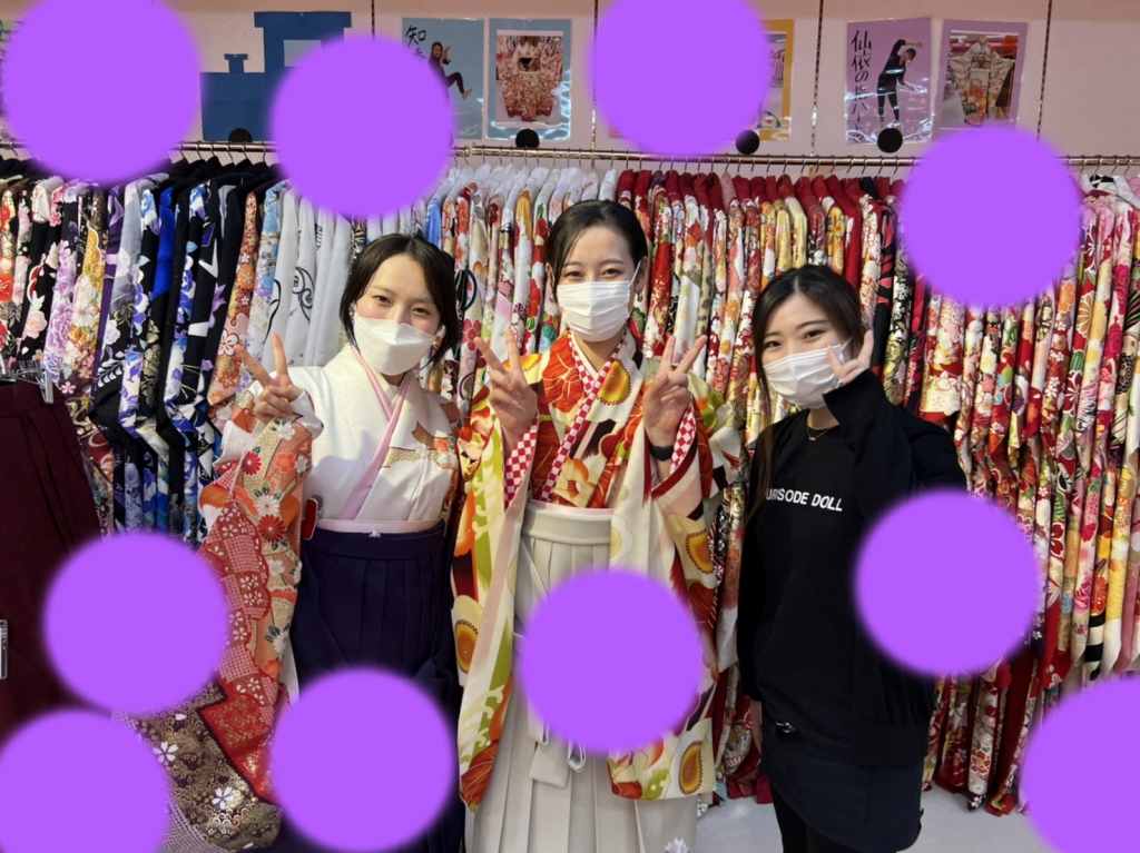 TAKAZEN神戸店　卒業式　袴　古典　イマドキ　赤　紫　白　かわいい　