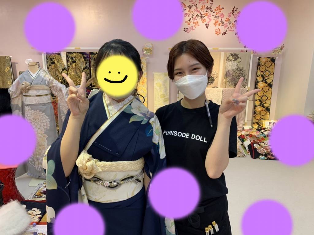 TAKAZEN　神戸店　神戸　三宮　元町　振袖　紺色　シンプル