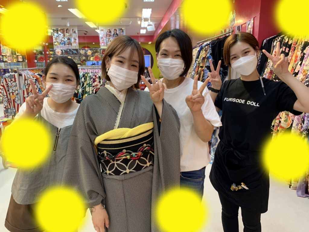 振袖レンタル　レトロ　カワイイ　千鳥柄