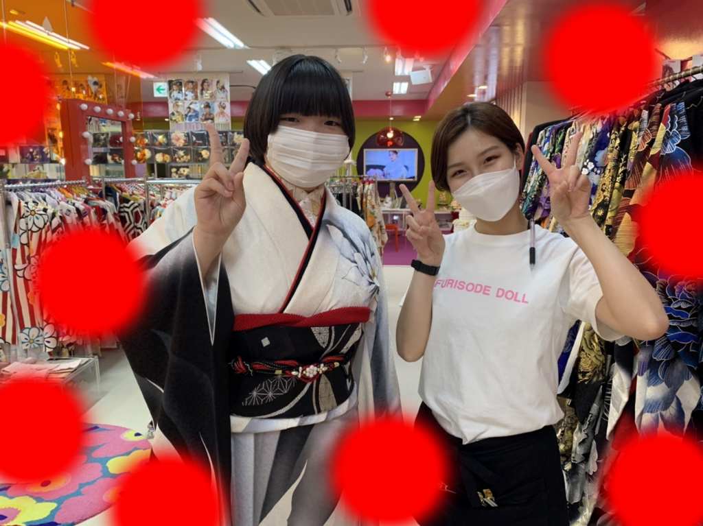 TAKAZEN神戸店　前撮り撮影会　イマドキ　カワイイ　コディネート　モノトーン　モード　振袖レンタル