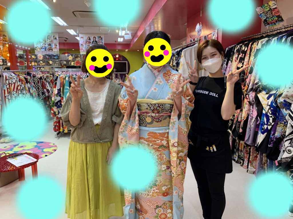振袖　古典　水色