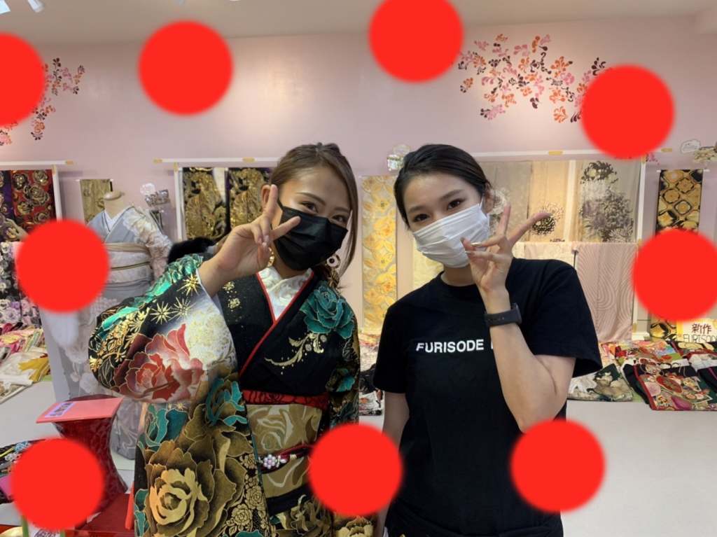 TAKAZEN神戸店　前撮り撮影会　イマドキ　カワイイ　コディネート　豪華　緑　キラキラ　派手