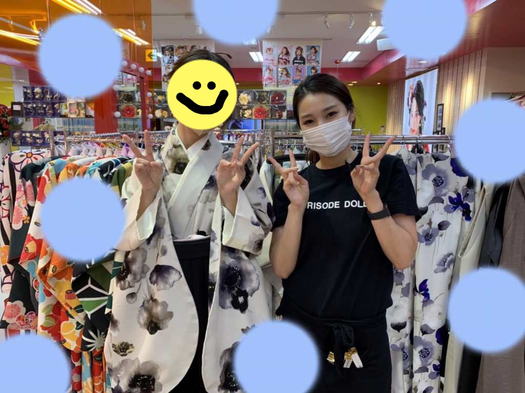 TAKAZEN神戸店　袴　コーディネイト　くすみ　イマドキ　カワイイ