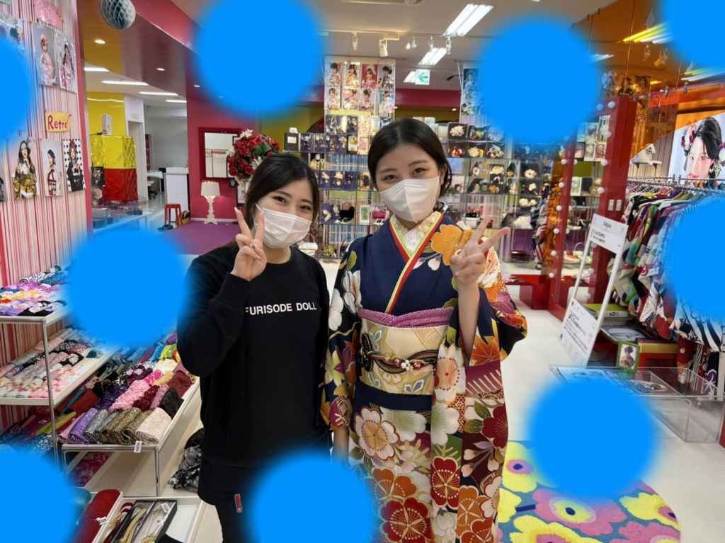 前撮り　振袖　撮影会　かわいい　イマドキ　TAKAZEN神戸店 　振袖レンタル　紺色古典　お写真プラン