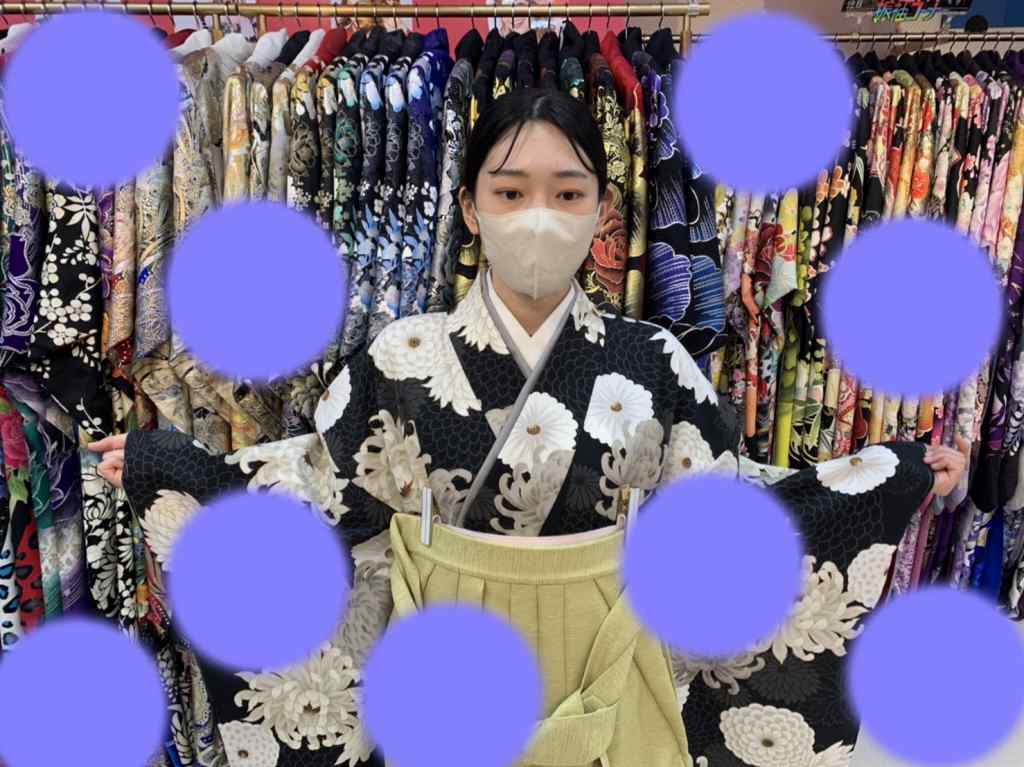 TAKAZEN神戸店　卒業式　袴　レンタル　イマドキ　かわいい　黒　黄緑