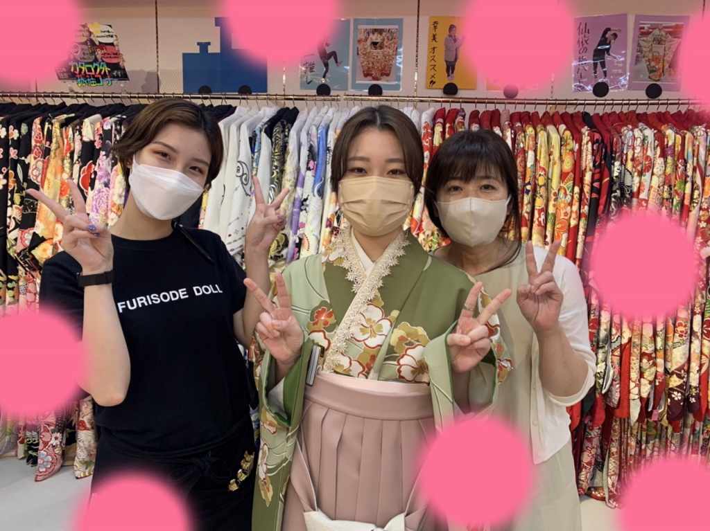 TAKAZEN神戸店　前撮り撮影会　イマドキ　カワイイ　コディネート　くすみカラー　キラキラ　振袖レンタル　袴レンタル