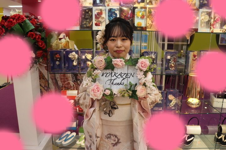 TAKAZEN神戸店　前撮り撮影会　イマドキ　カワイイ　コディネート　くすみカラー　袴　レンタル　振袖レンタル　レース