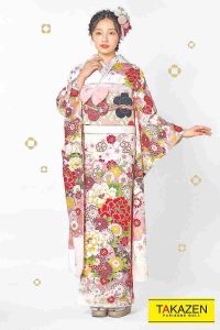ピンク　古典柄