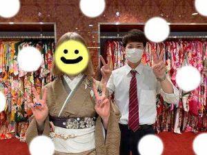 ヴｨンテージ　くすみ　振袖レンタル