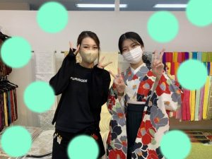 TAKAZEN神戸店　卒業式　袴レンタル　かわいい　レトロ　格安　緑　タカゼン