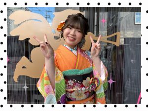 振袖　レンタル　奈良　前撮り　おしゃれ　オレンジ