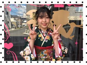 振袖　レンタル　奈良　前撮り　おしゃれ　緑　古典柄