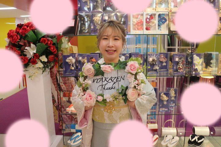 TAKAZEN神戸三宮店　前撮り撮影会　イマドキ　カワイイ　コディネート　振袖　レンタル　袴　