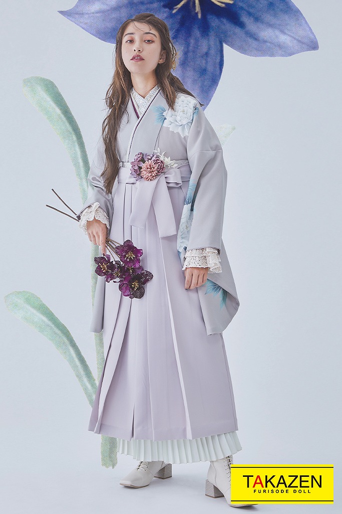 TAKAZENのレンタル袴 薄色袴で今っぽいお洒落な着こなし♡(シンプル)　薄紫/ラベンダー　K23081【通販可】