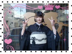 成人式　振袖　前撮り撮影会　おしゃれ　黒　無地