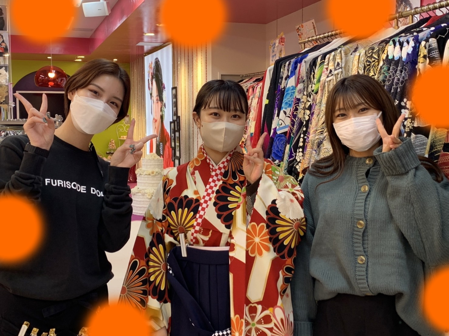 TAKAZEN神戸三宮店　前撮り撮影会　イマドキ　カワイイ　コディネート　振袖　レンタル　袴　古典柄　おしゃれ
