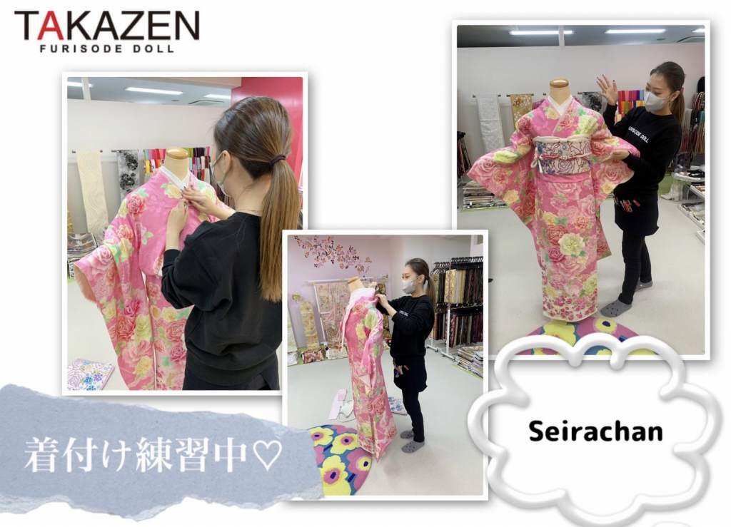 【TAKAZEN神戸三宮店】♡7日　神戸三宮店に11月から新スタッフが入りました♡着付練習の様子♡