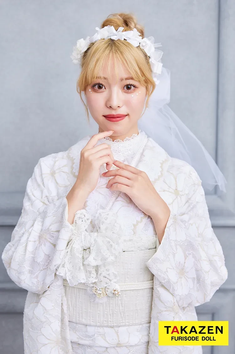 TAKAZENのレンタル振袖 激安!くすみカラーガーリー 白 総レース振袖 かわいい ホワイトコーデ 量産型 おしゃれ【通販】23015