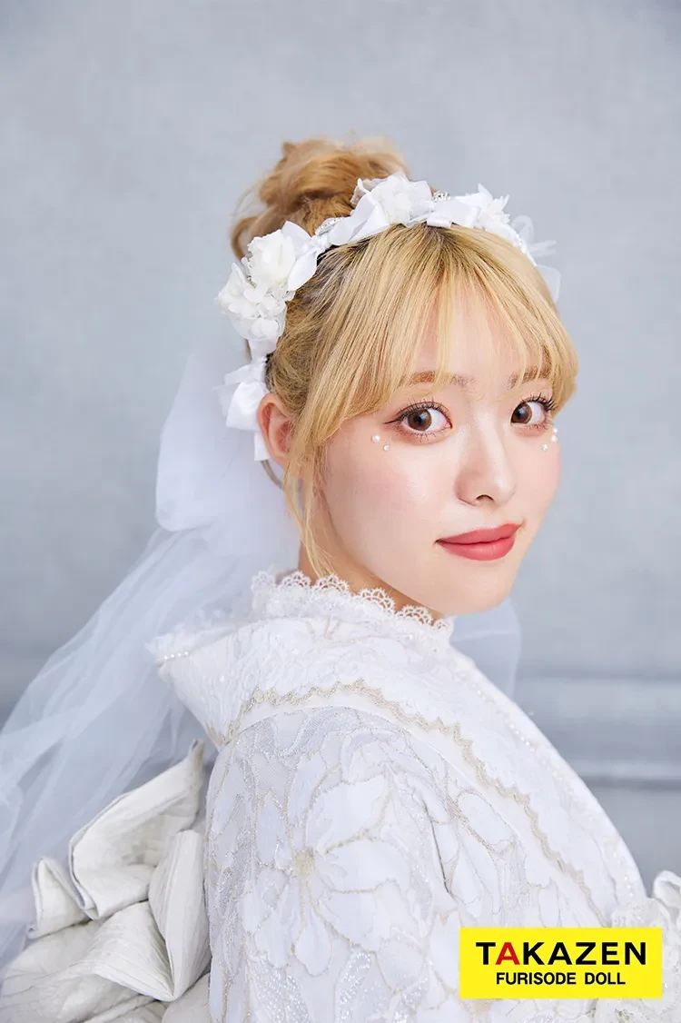 TAKAZENのレンタル振袖 激安!くすみカラーガーリー 白 総レース振袖 かわいい ホワイトコーデ 量産型 おしゃれ【通販】23015