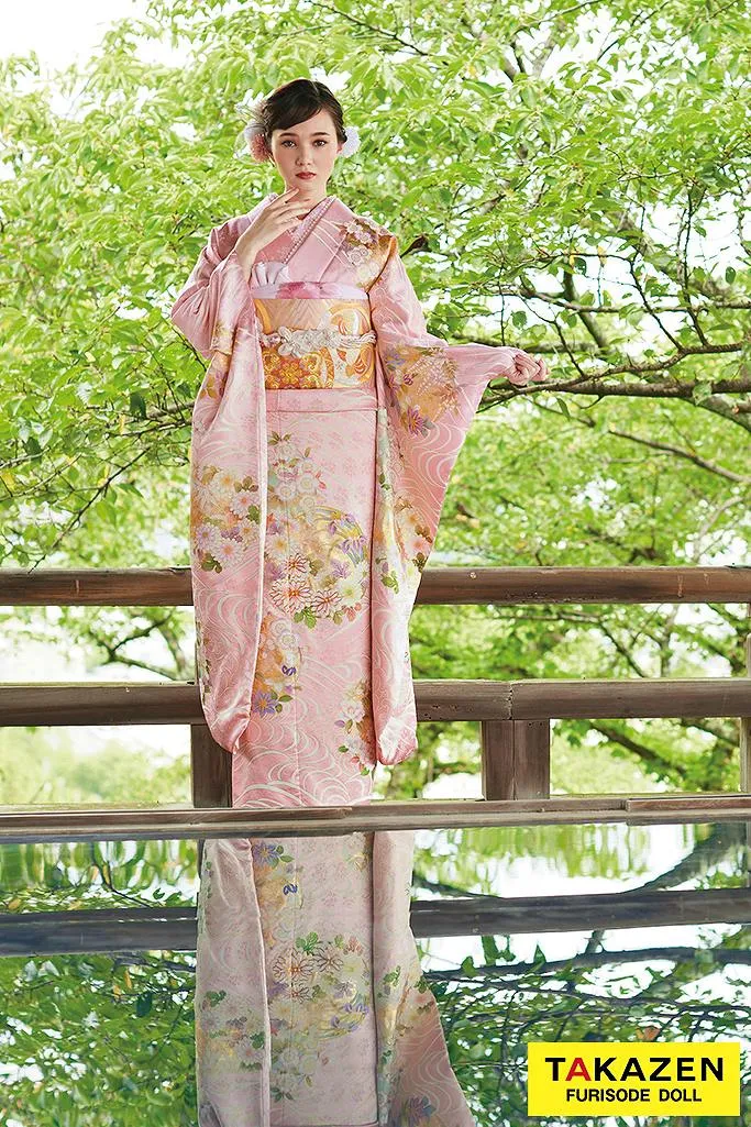 TAKAZENのレンタル振袖 プレミアム古典　薄ピンク　最高級手描友禅　本格的高級振袖　百貨店価格振袖表地単品100万円　はんなり　上品【通販可】23021