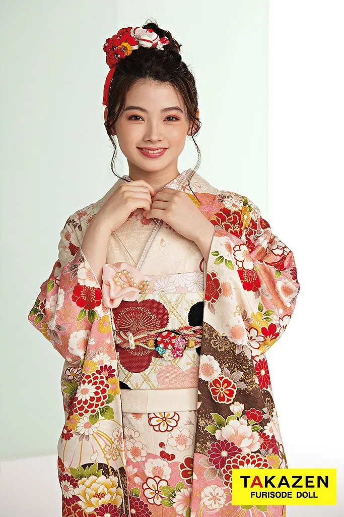 正統派古典 白ピンク 牡丹柄 かわいい 金彩刺繍京友禅 女の子らしい 