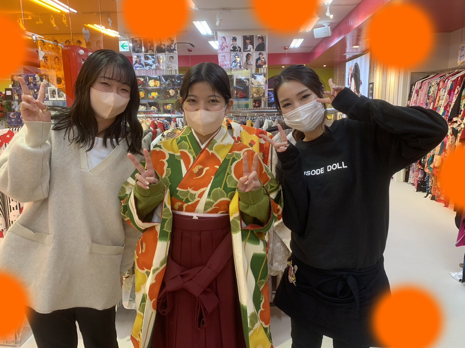 TAKAZEN神戸三宮店　前撮り撮影会　イマドキ　カワイイ　コディネート　振袖　レンタル　袴　古典　花柄