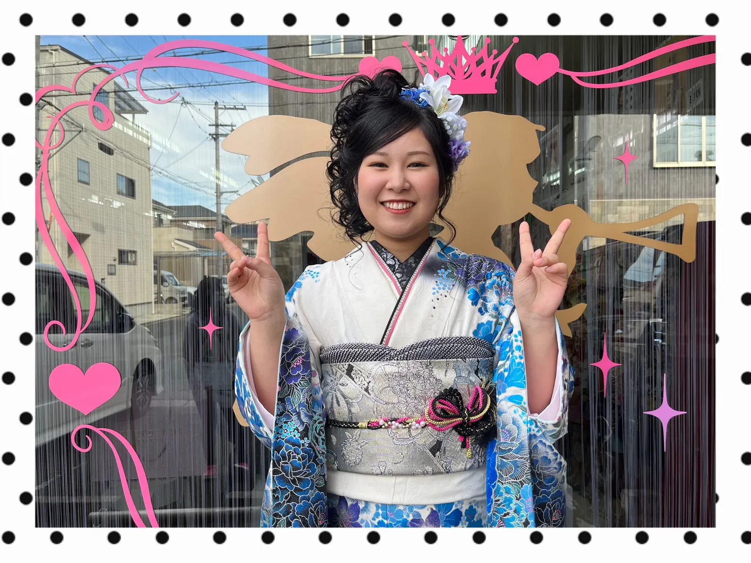 振袖　レンタル　奈良　モード　かわいい　青