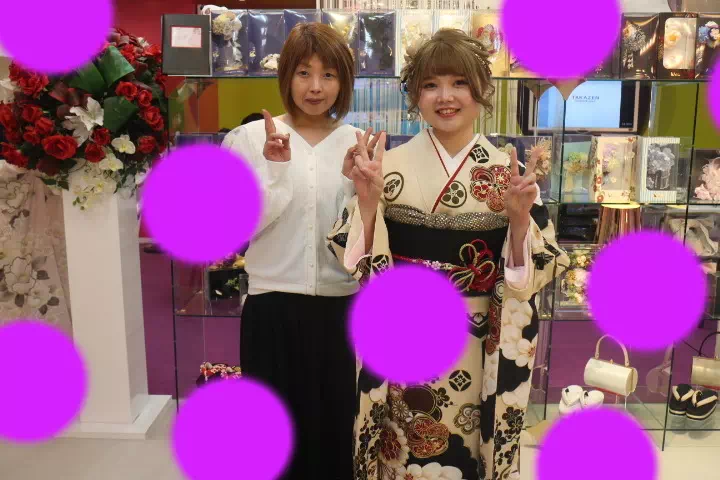 TAKAZEN神戸店　 ベージュ　ヴィンテージ　カワイイ　前撮り撮影会　イマドキ　カワイイ　コディネート　振袖　レンタル　袴　