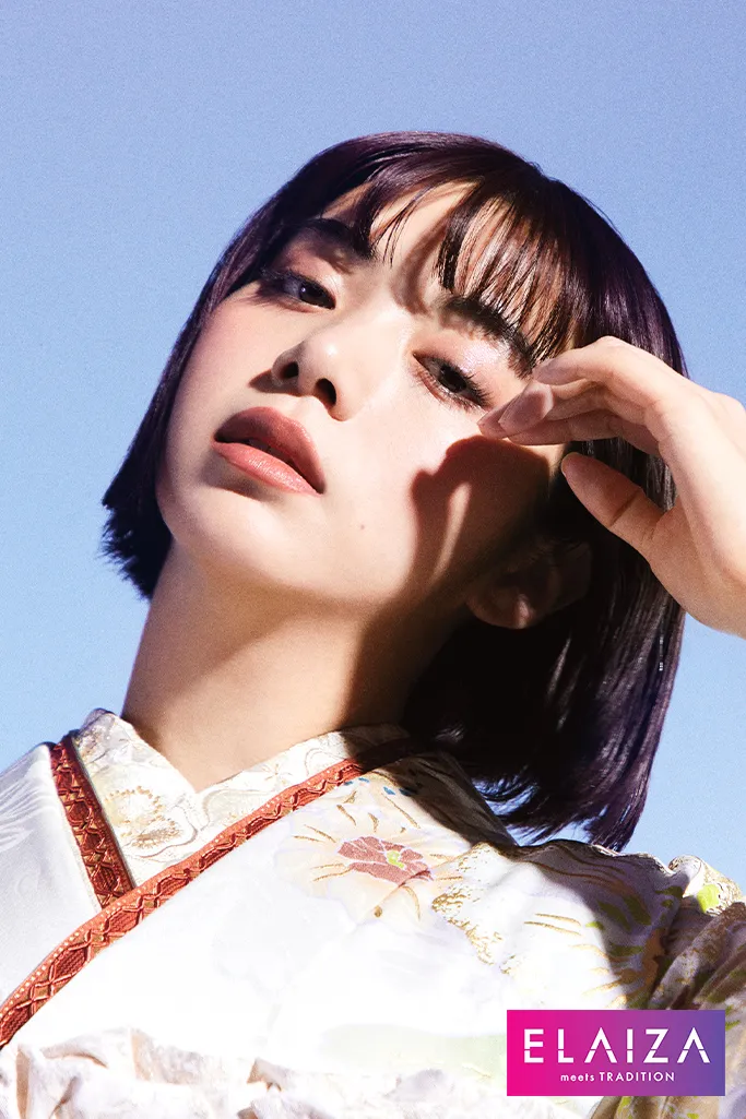 TAKAZENのレンタル振袖 池田エライザ振袖　白/黄色　牡丹柄/大柄　華やか/大人っぽい/綺麗/可愛い【通販可】K714