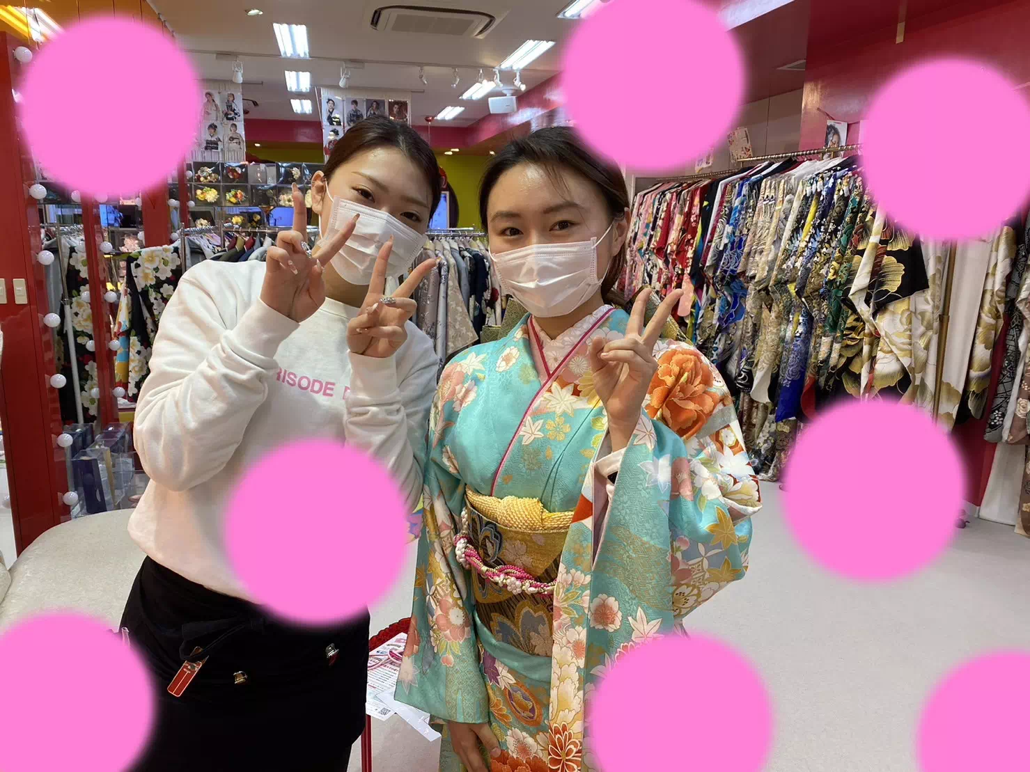 TAKAZEN神戸店　成人式　正統派古典　花柄　前撮り撮影会　イマドキ　カワイイ　コディネート　振袖　レンタル　袴　