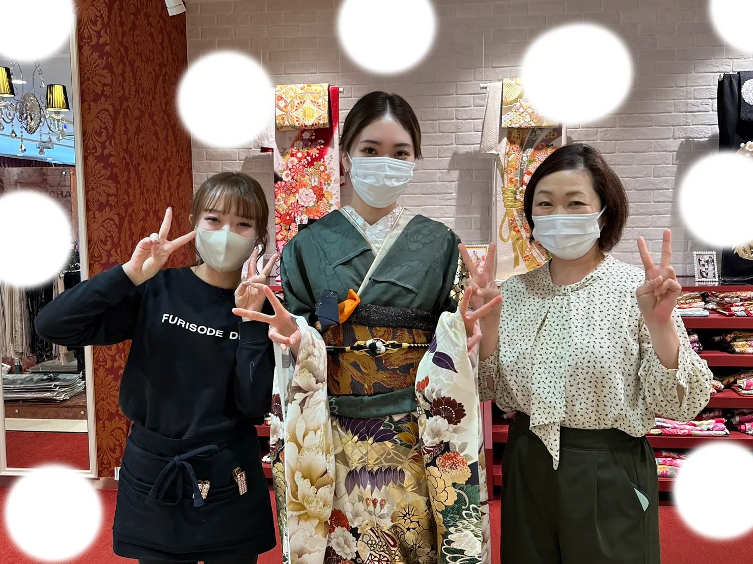 ヴｨンテージ　緑色　振袖レンタル