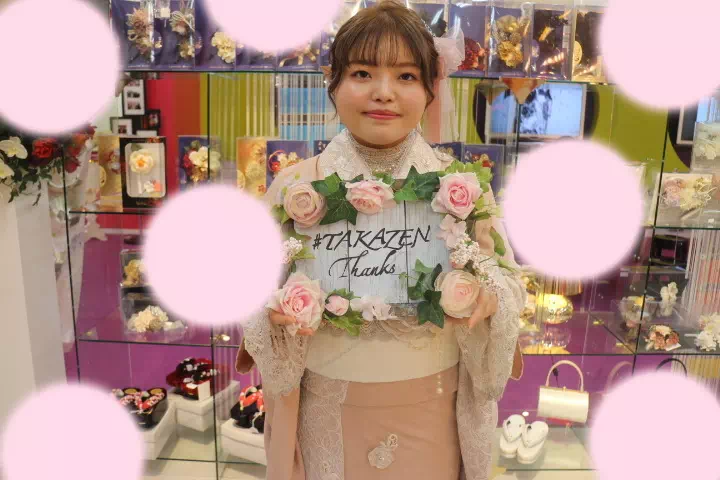TAKAZEN神戸店　前撮り撮影会　成人式　振袖　レンタル　イマドキ　ミニョン　ピンク　インナーレース