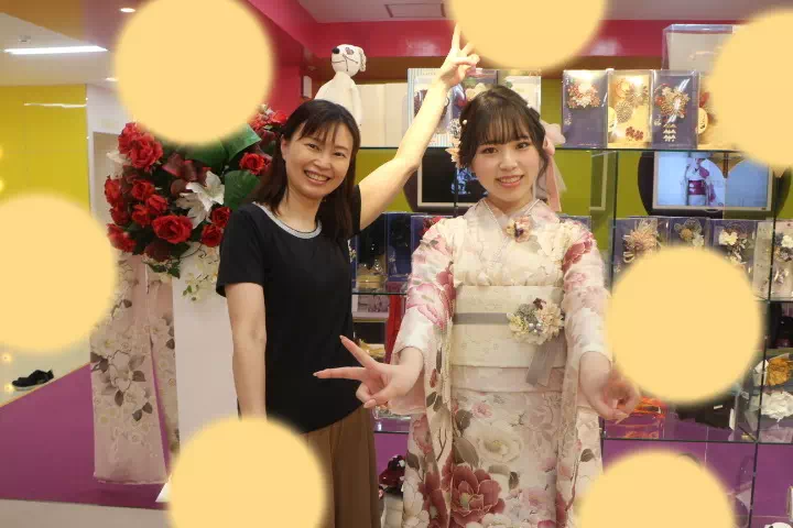 TAKAZEN神戸店　成人式　振袖レンタル　くすみガーリー　ピンク　白　イマドキ