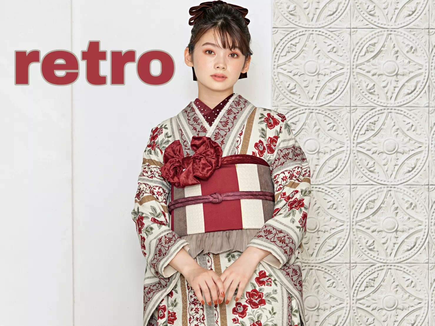 【TAKAZEN姫路店】☆自分らしさをアピール！大人かわいい赤色で統一感があるレトロのお振袖のご紹介☆