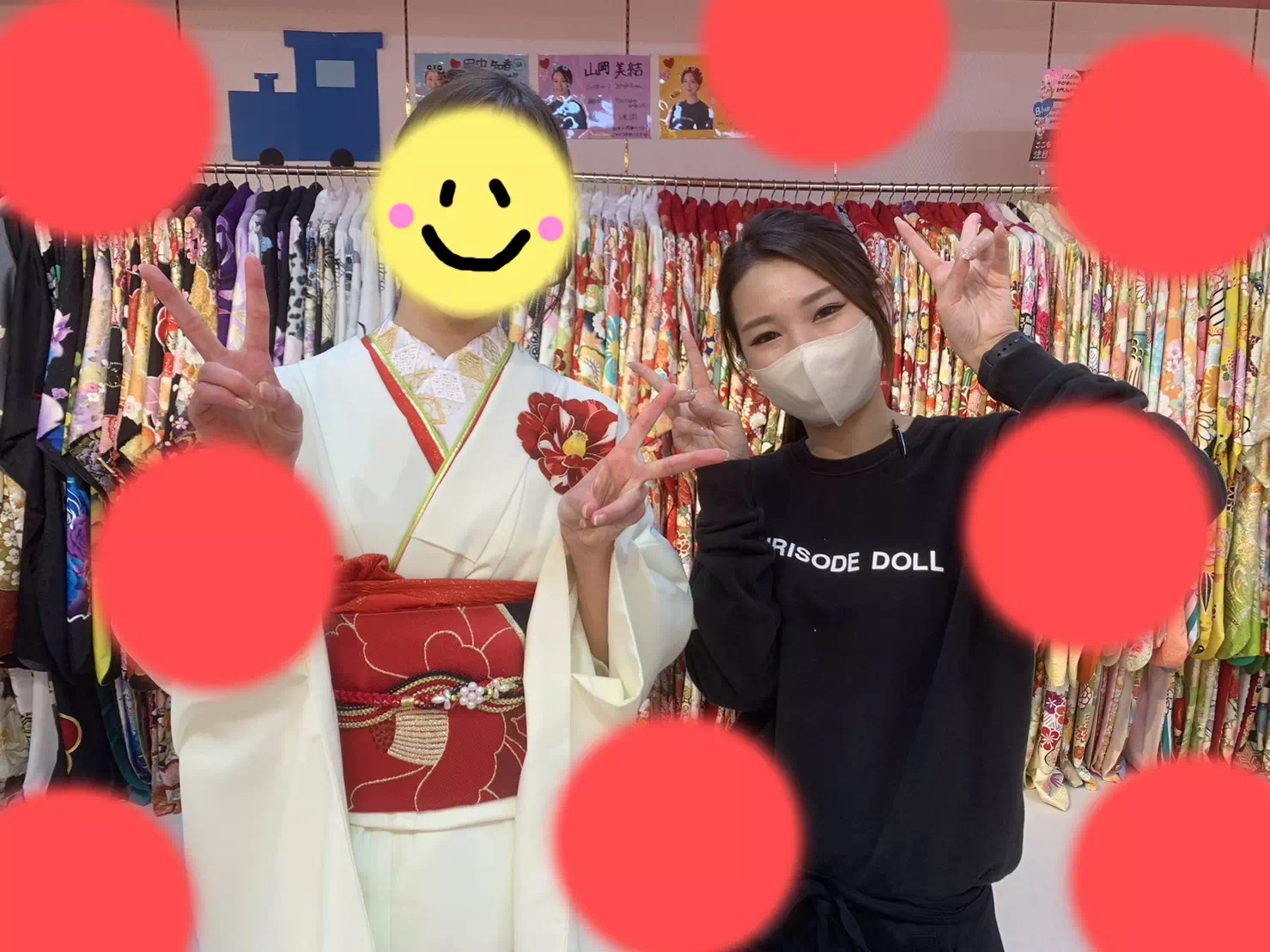 TAKAZEN神戸店　成人式　お振袖　レンタル　レトロ　白　赤　イマドキ