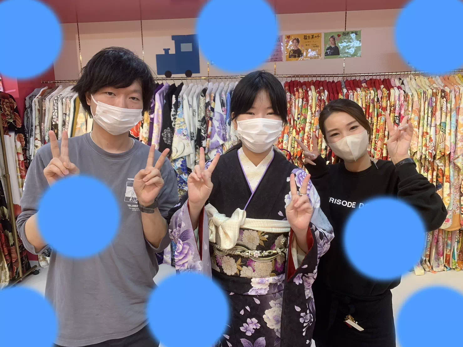 TAKAZEN神戸店　成人式　振袖　前撮り撮影会　お写真プラン　紫　黒　モード