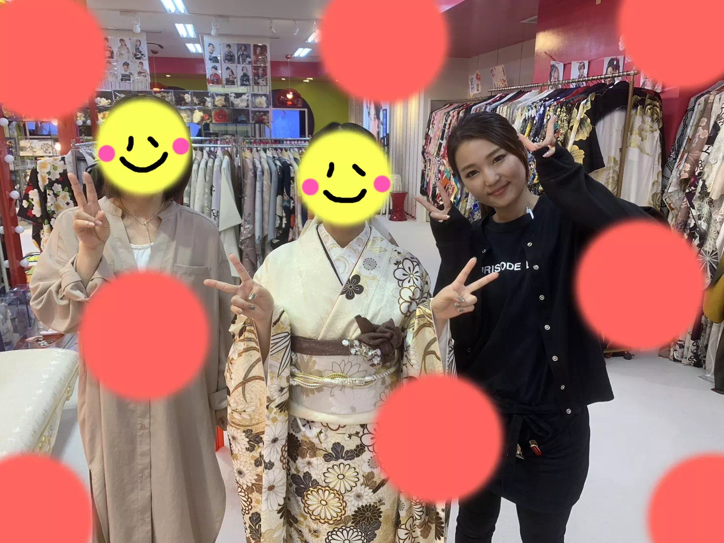 TAKAZEN神戸店 前撮り撮影会 成人式 振袖 レンタル 古典 クリーム色 オシャレ