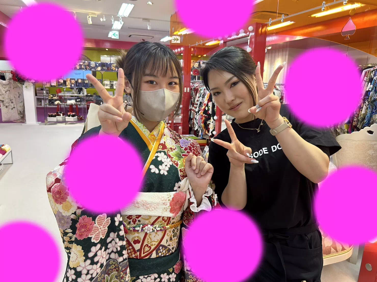 TAKAZEN神戸三宮店　古典　緑　前撮り撮影会　イマドキ　カワイイ　コディネート　振袖　レンタル　袴　