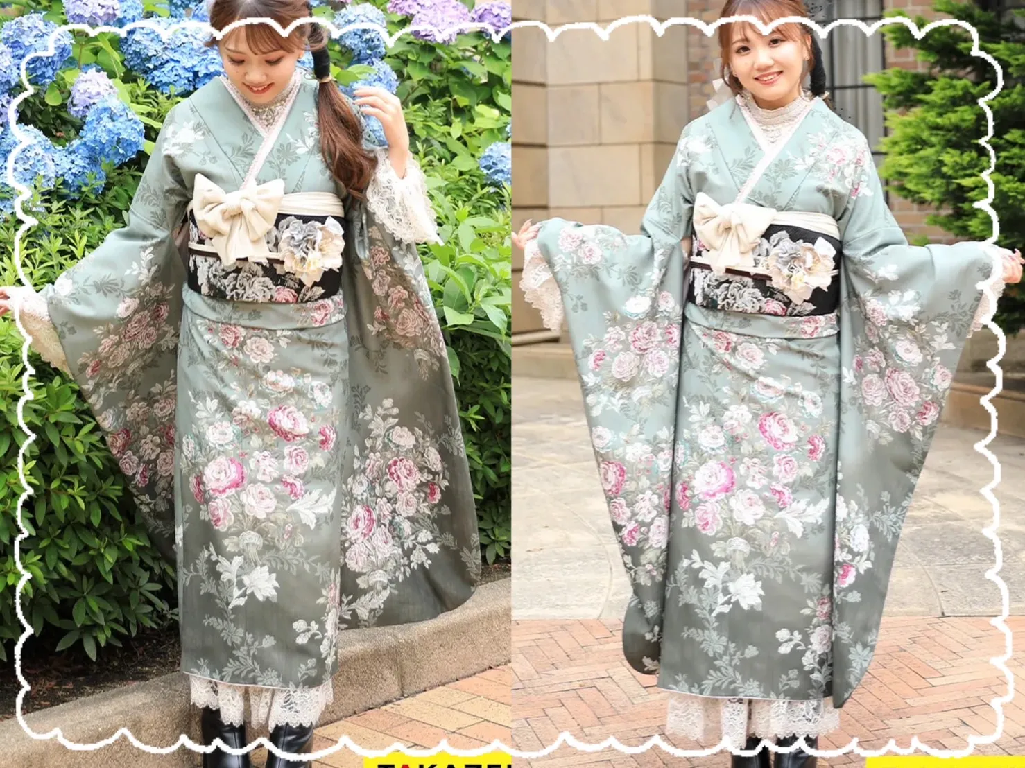 振袖　レンタル　奈良　緑　可愛い