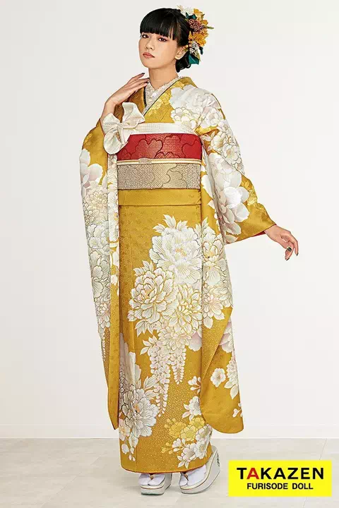 TAKAZEN姫路店　姫路市　加古川市　高砂市　成人式　卒業式　袴　振袖　イマドキ振袖　人気　トレンド　前撮り　おしゃれな着こなし　ランキング　成人式　振袖レンタル　マスタードカラー　からし　ヴィンテージ　古典柄 ブランド　