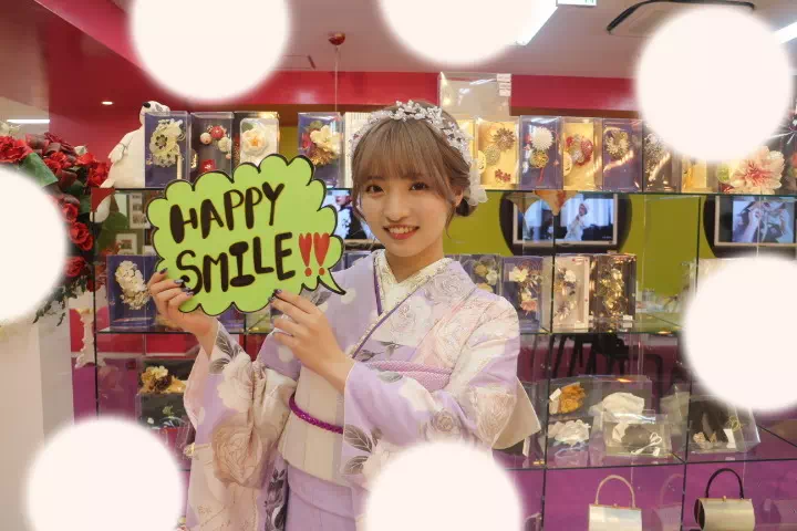 TAKAZEN神戸三宮店　前撮り撮影会　イマドキ　カワイイ　コディネート　振袖　レンタル　くすみ　派手　キラキラ　かわいい　おしゃれ　イマドキ　成人式　ヘップバーン　リボン　紫　淡色　推しカラー　ふわふわ