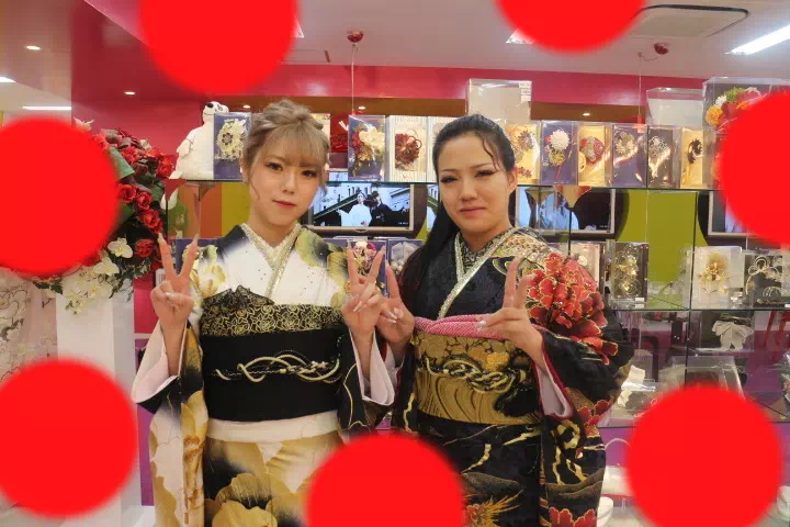TAKAZEN神戸三宮店　前撮り撮影会　イマドキ　カワイイ　コディネート　振袖　レンタル　くすみ　派手　キラキラ　かわいい　おしゃれ　イマドキ　成人式