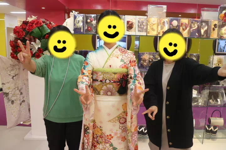TAKAZEN神戸三宮店　前撮り撮影会　イマドキ　カワイイ　コディネート　振袖　レンタル　袴　安カワ　緑　グラデーション　古典　正統派