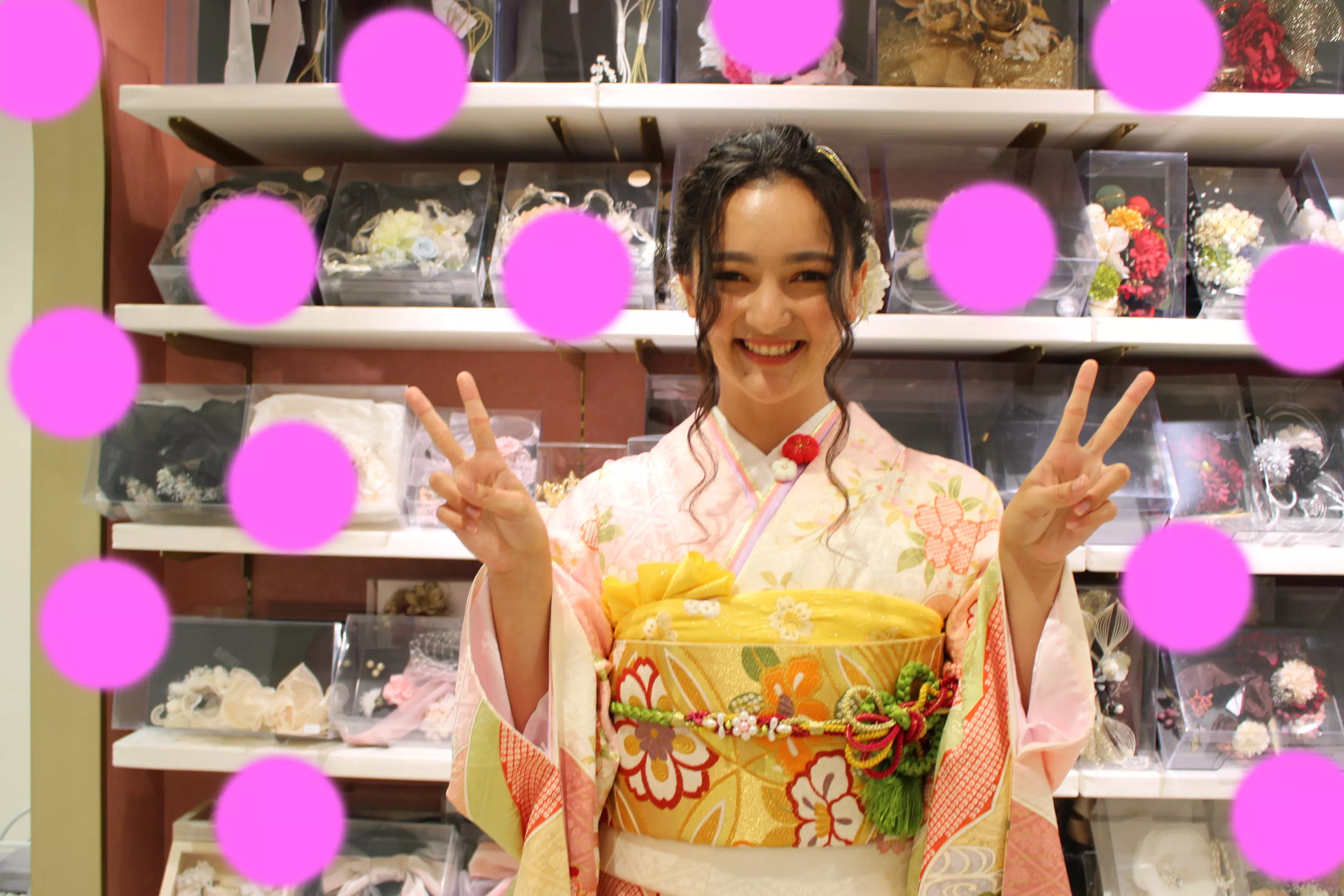 TAKAZEN姫路店　姫路市　成人式　卒業式　袴　振袖　イマドキ振袖　古典　ピンク