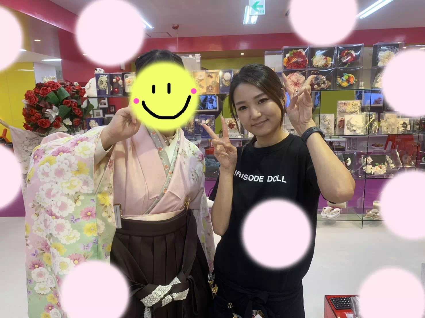 TAKAZEN神戸店　卒業式　袴レンタル　ピンク　ブラウン　キュート