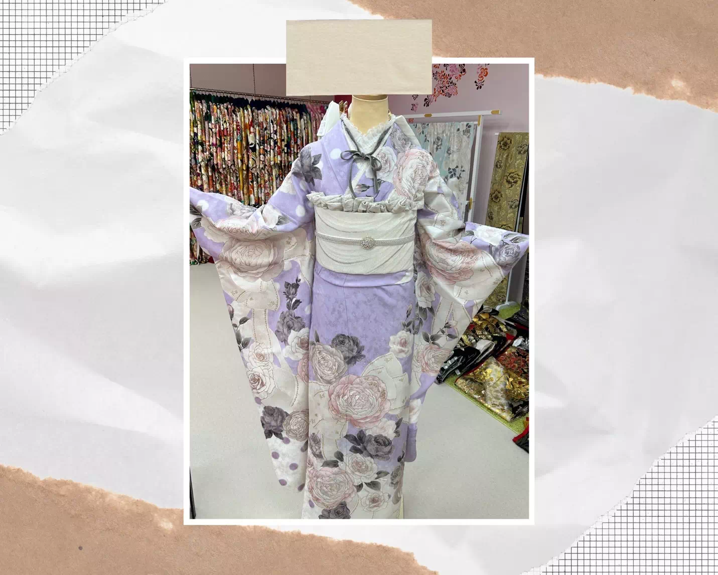 TAKAZEN神戸店　紫　カワイイ　ヘップバーン　前撮り撮影会　イマドキ　カワイイ　コディネート　振袖　レンタル　袴　